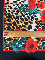 Leopard & Red Poppy Crepe Fabric by the Metre – Bold Design - Whotex Fabrics London