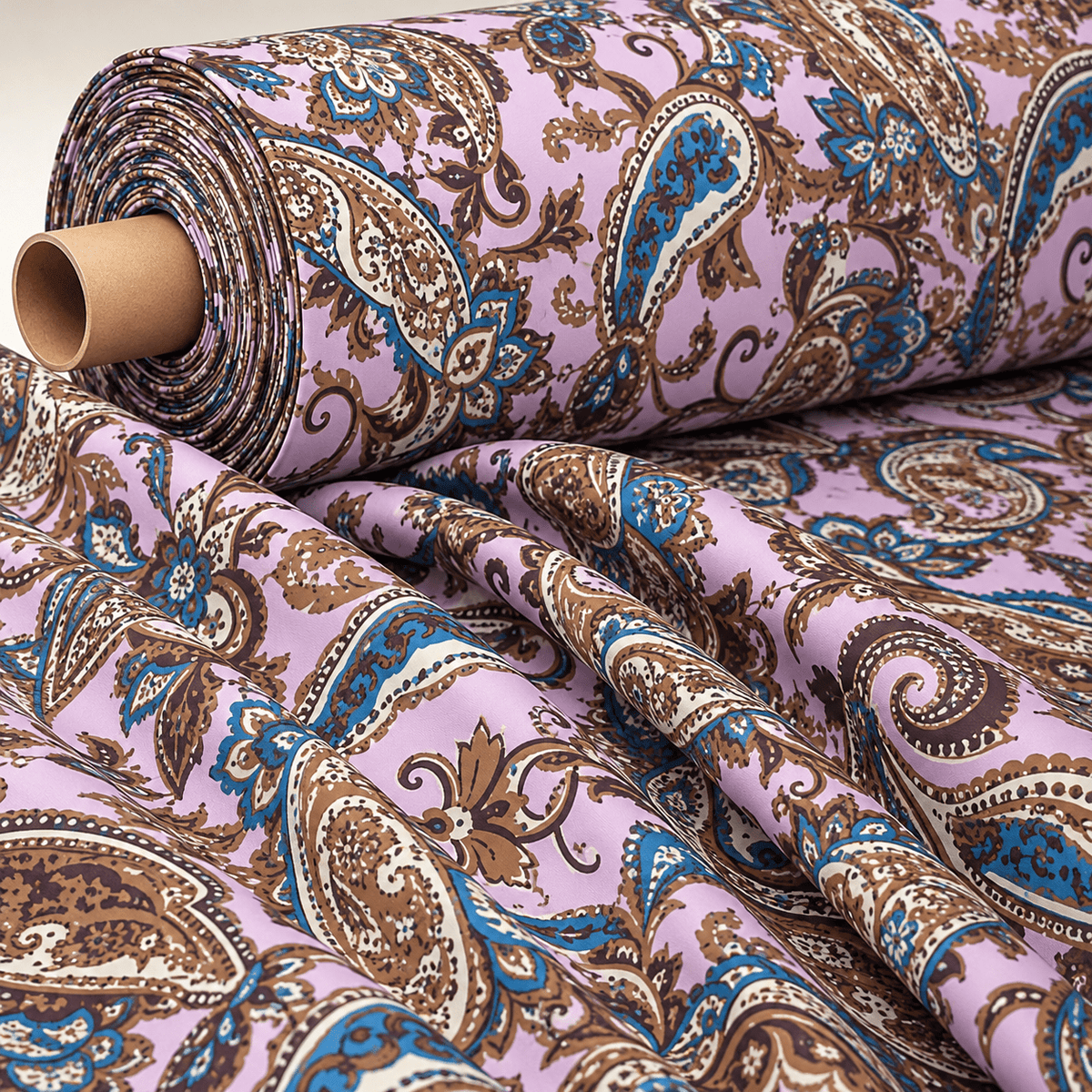 Lilac Paisley Fabric by the Metre - Whotex Fabrics London