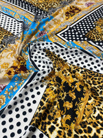 Luxury Baroque Leopard Print Fabric with Polka Dots by Metre - Whotex Fabrics London