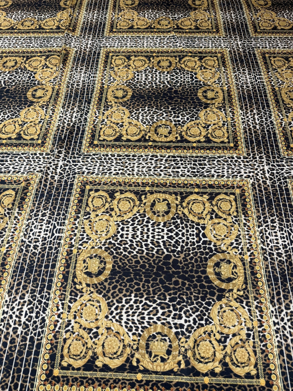 Luxury Baroque Leopard Upholstery Fabric by the Metre - Whotex Fabrics London
