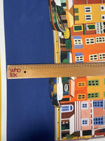 Mediterranean Village Crepe Fabric by the Metre – Colourful - Whotex Fabrics London