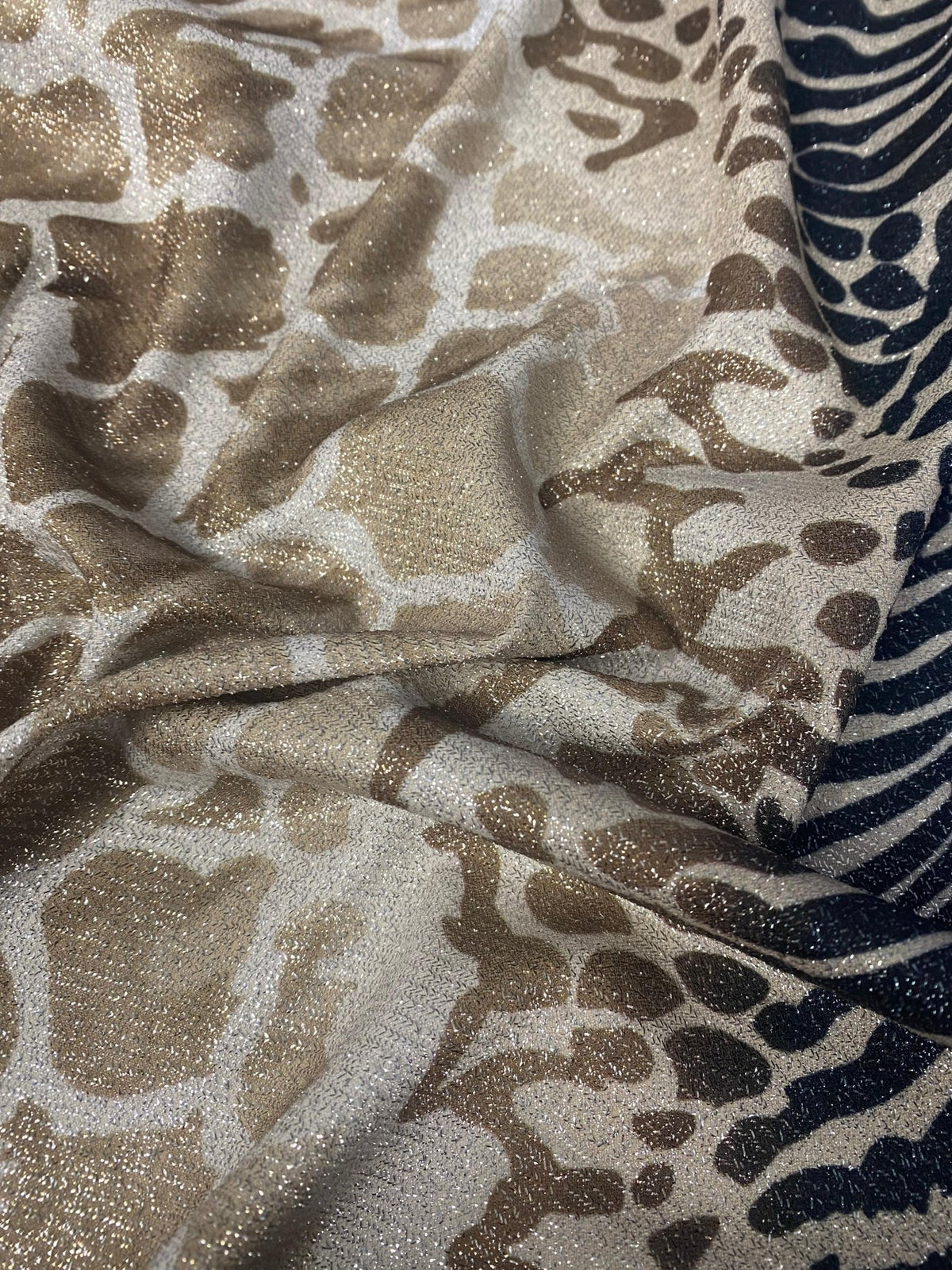 Metallic Animal Print Lurex Fabric by the Metre - Whotex Fabrics London