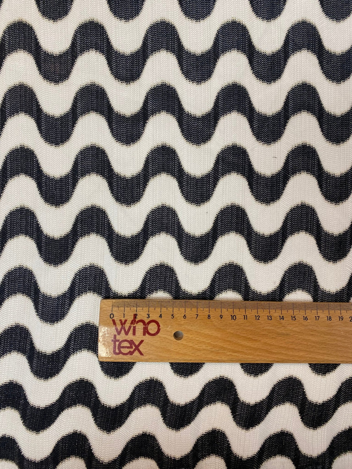 Monochrome Wave Mesh Fabric by the Metre - Whotex Fabrics London