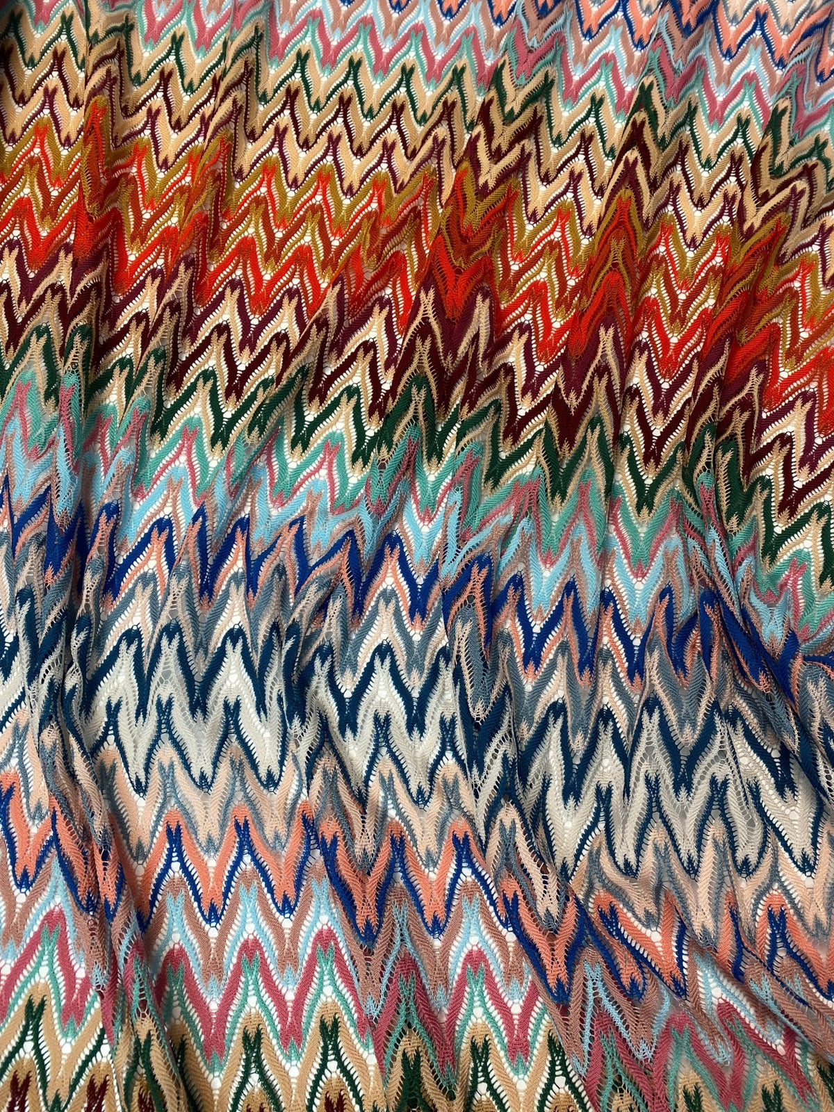 Multicolour Chevron Mesh Fabric by the Metre - Whotex Fabrics London