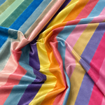 Multicolour Rainbow Striped Velvet Fabric by the Metre - Whotex Fabrics London