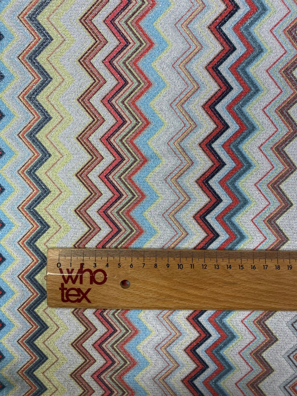 Multicolour Zigzag Lurex Fabric with Metallic Shine - Whotex Fabrics London