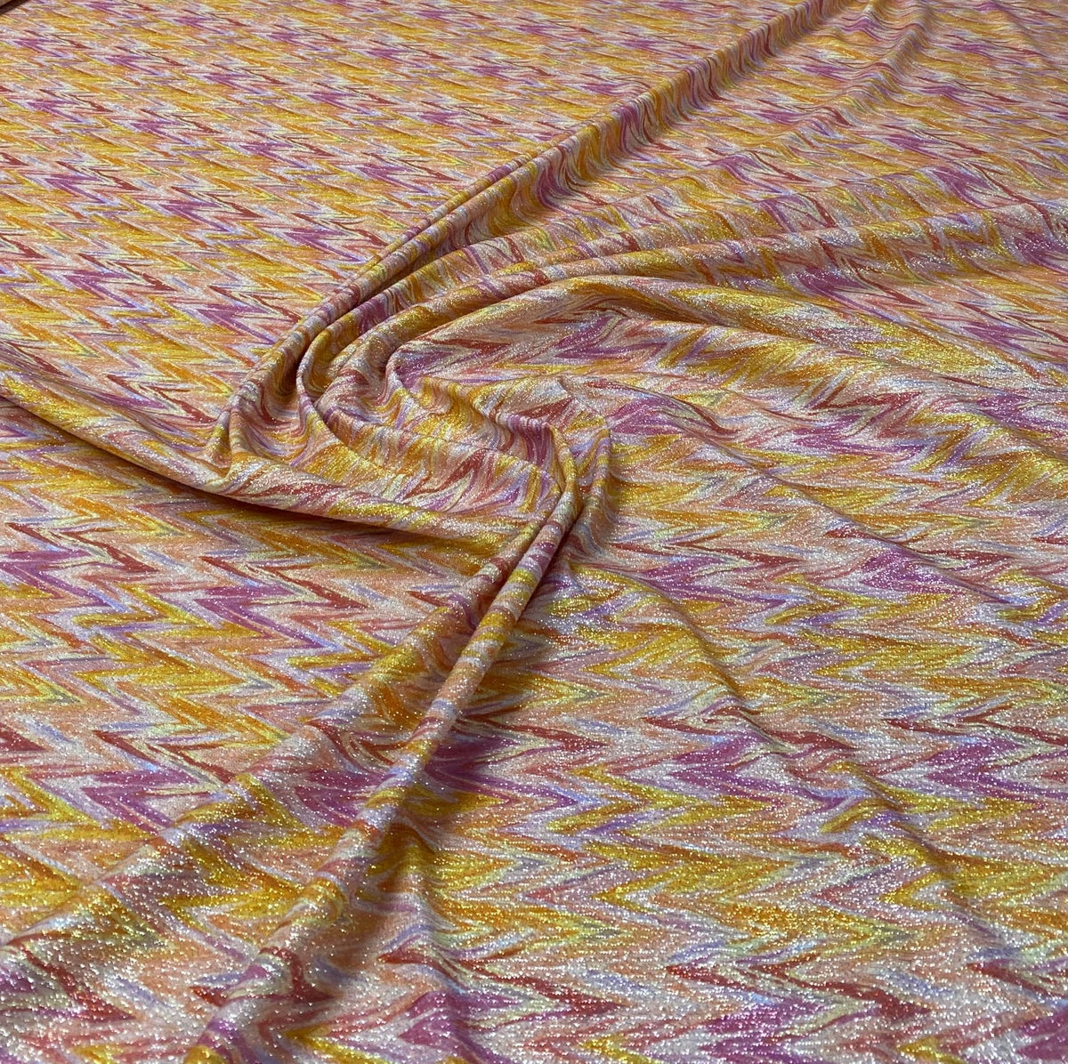 Multicolour Zigzag Lurex Shimmer Fabric by the Metre - Whotex Fabrics London