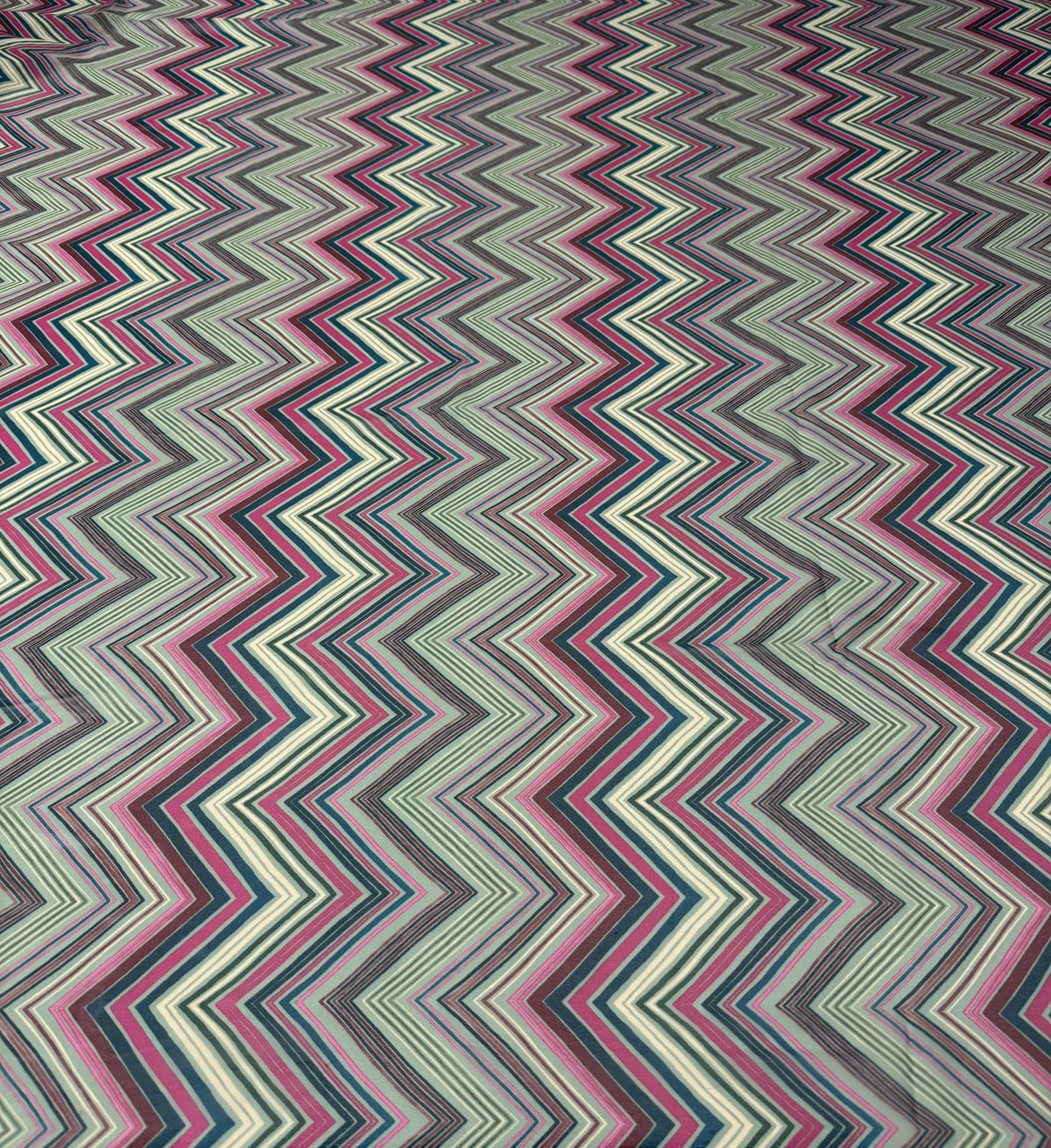 Multicolour Zigzag Print Chiffon Fabric by the Metre - Whotex Fabrics London