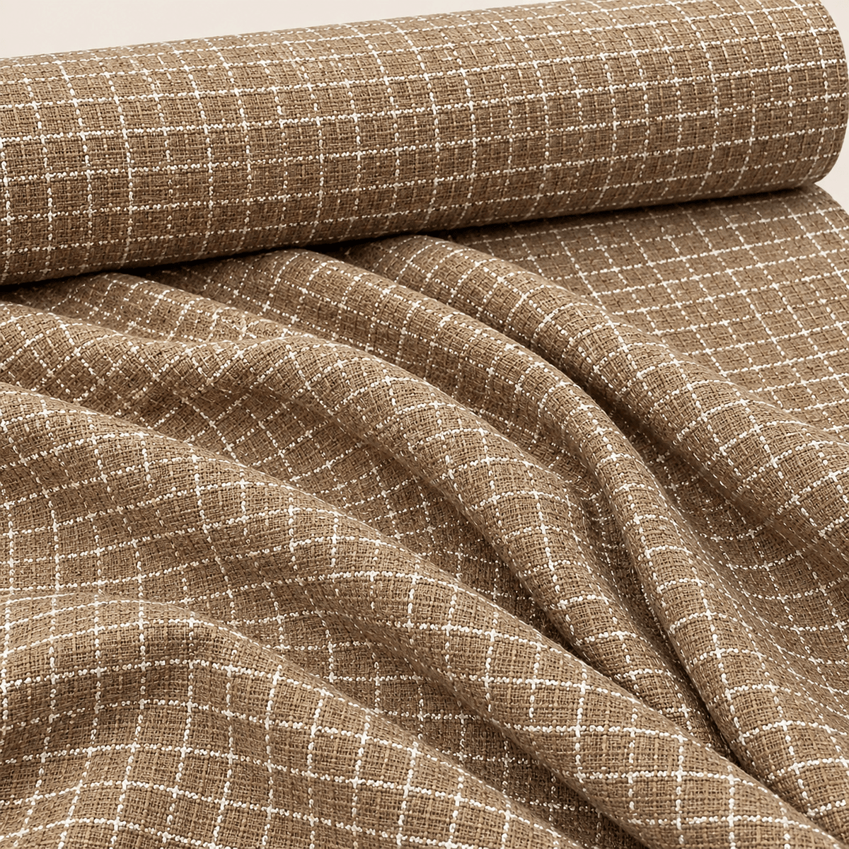 Mustard Wool Tweed Fabric – Glitter Checked Coat Fabric - Whotex Fabrics London