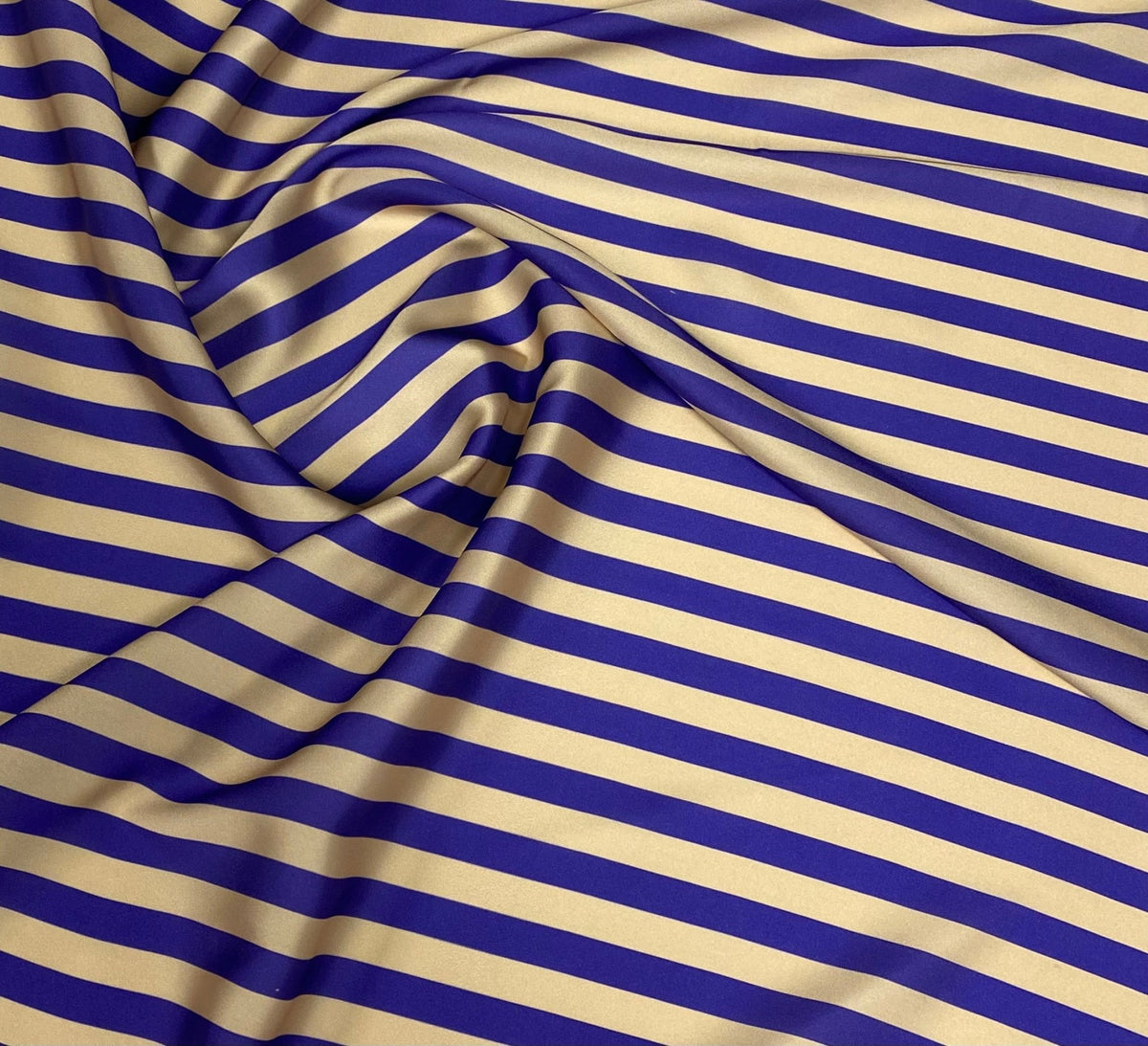 Navy Blue Stripe Fabric – Classic Diagonal Design - Whotex Fabrics London