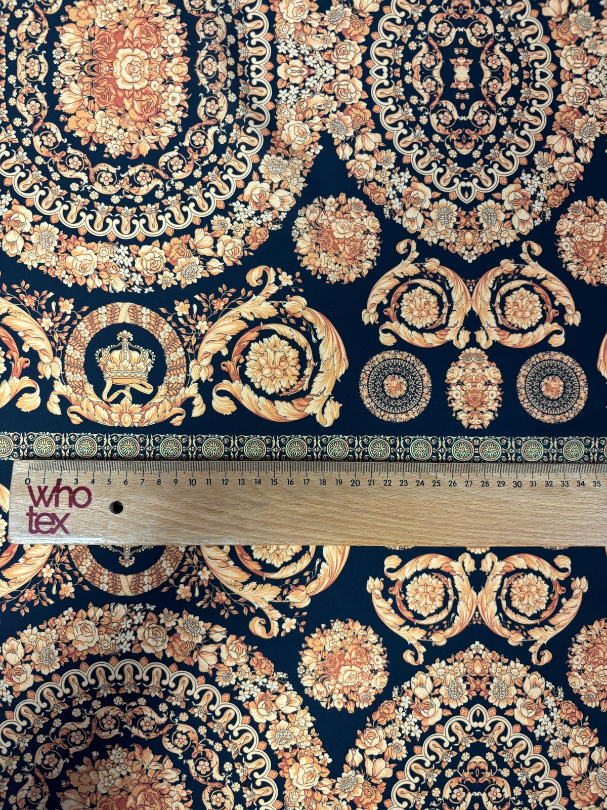 Navy Chiffon Satin Fabric by the Metre – Baroque Floral Medallion - Whotex Online Fabric Store