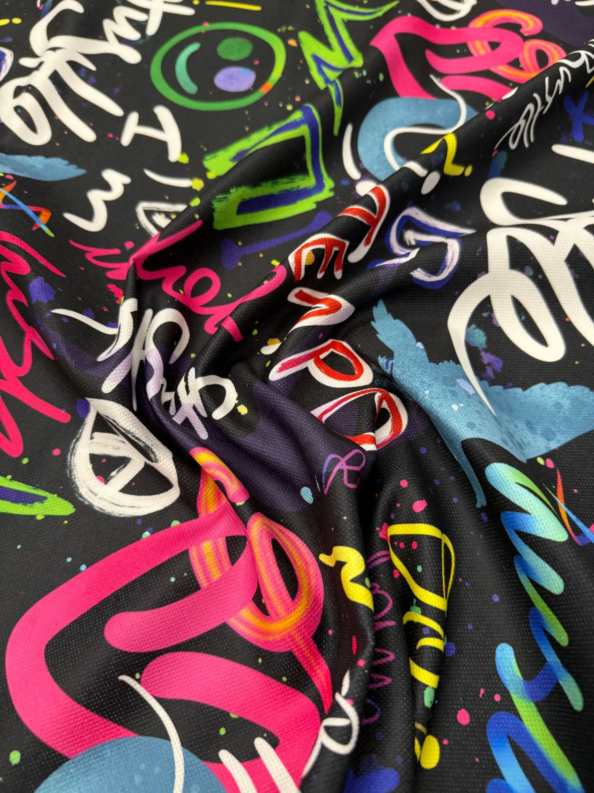 Neon Graffiti Upholstery Fabric - Whotex Fabrics London