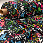 Neon Graffiti Upholstery Fabric by the Metre - Whotex Fabrics London