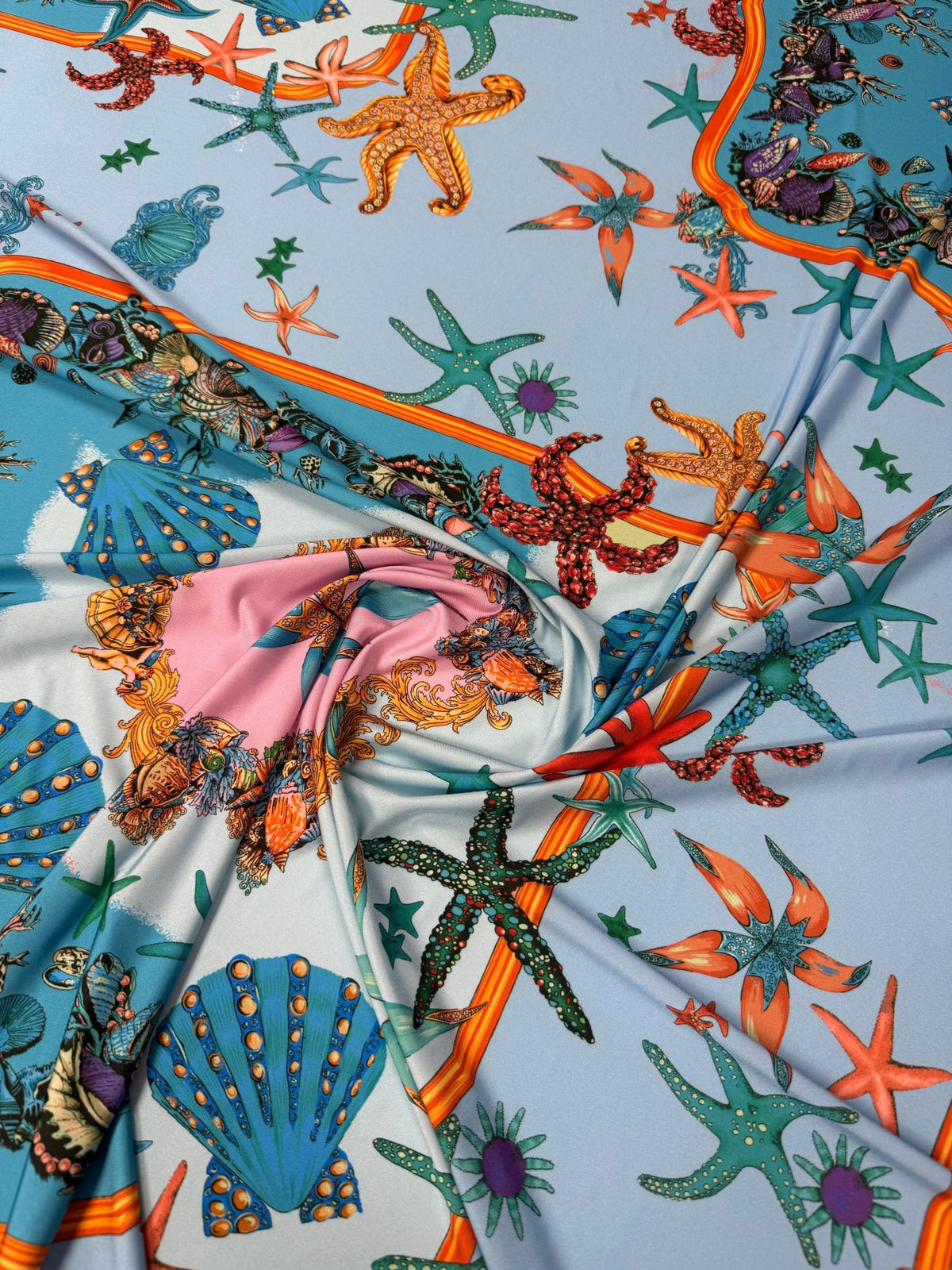 Ocean Print Spandex Fabric by the Metre - Whotex Fabrics London