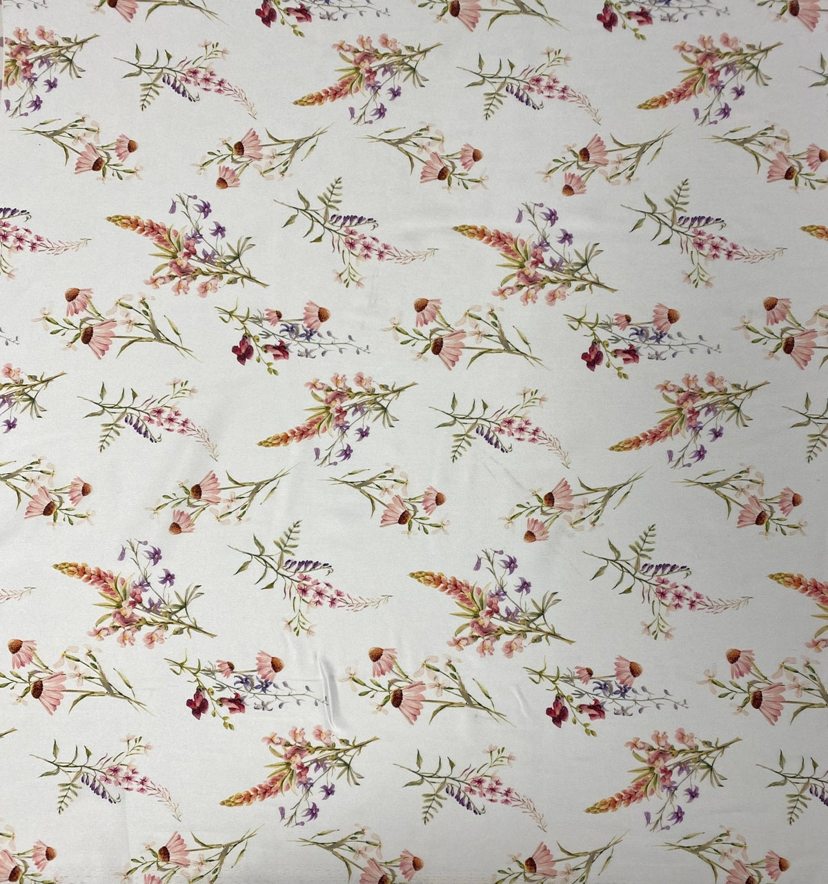 Pastel Floral Fabric – Soft Pink & Purple Blossoms - Whotex Fabrics London