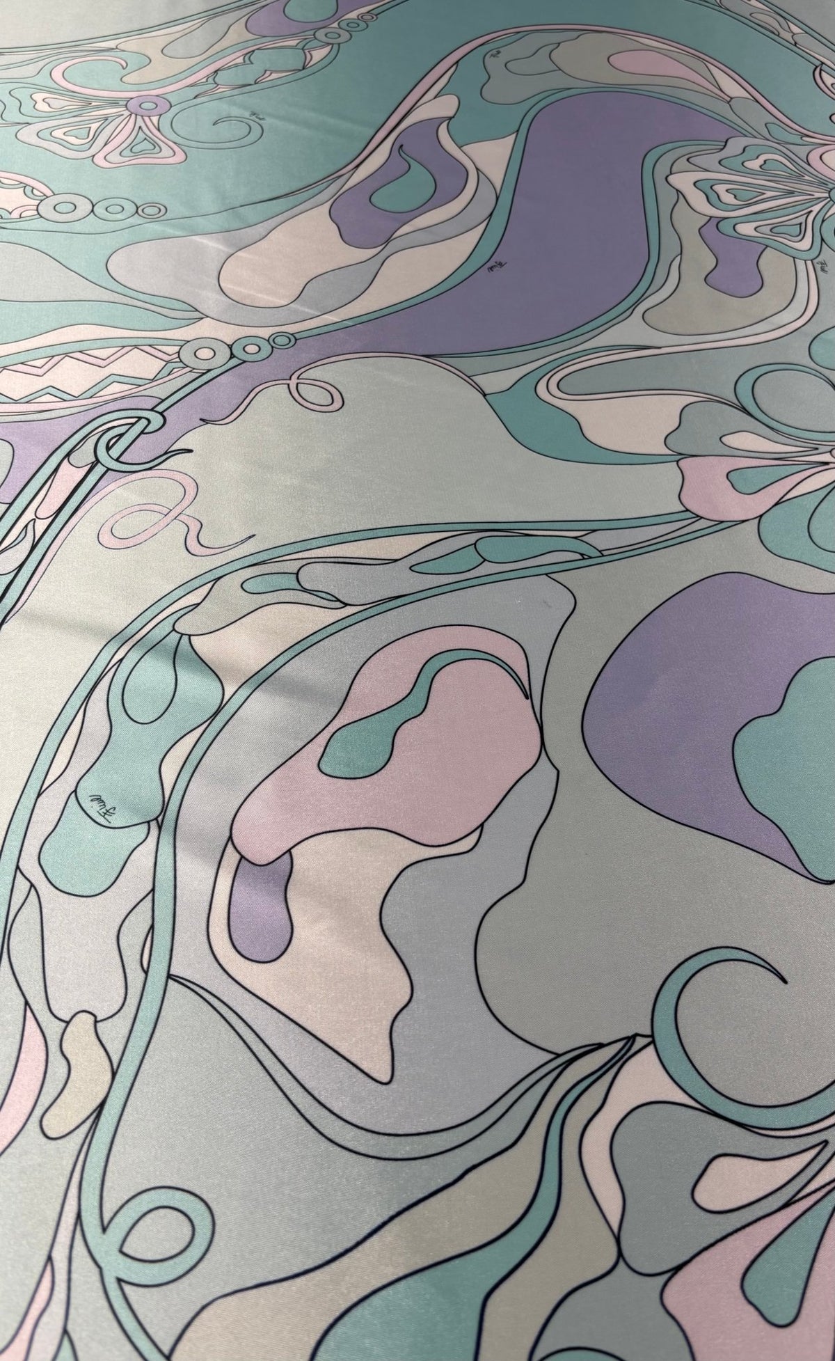 Pastel Swirl Lycra Satin Fabric by the Metre - Whotex Fabrics London