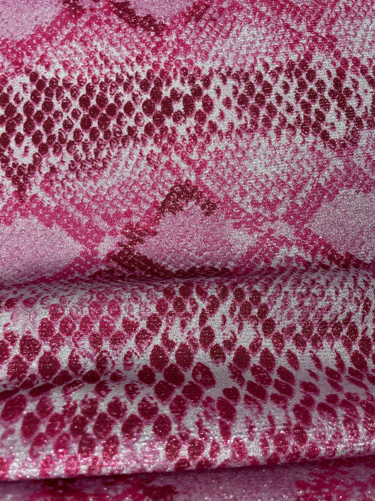 Pink and White Snake Skin Fabric by the Metre - Whotex Fabrics London