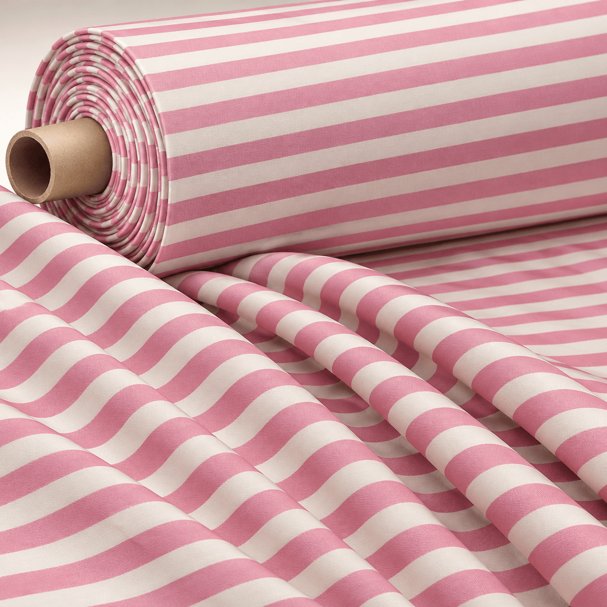 Pink and White Striped Fabric by the Metre - Whotex Fabrics London