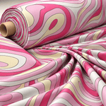 Pink and Yellow Psychedelic Sequin Fabric by the Metre - Whotex Fabrics London