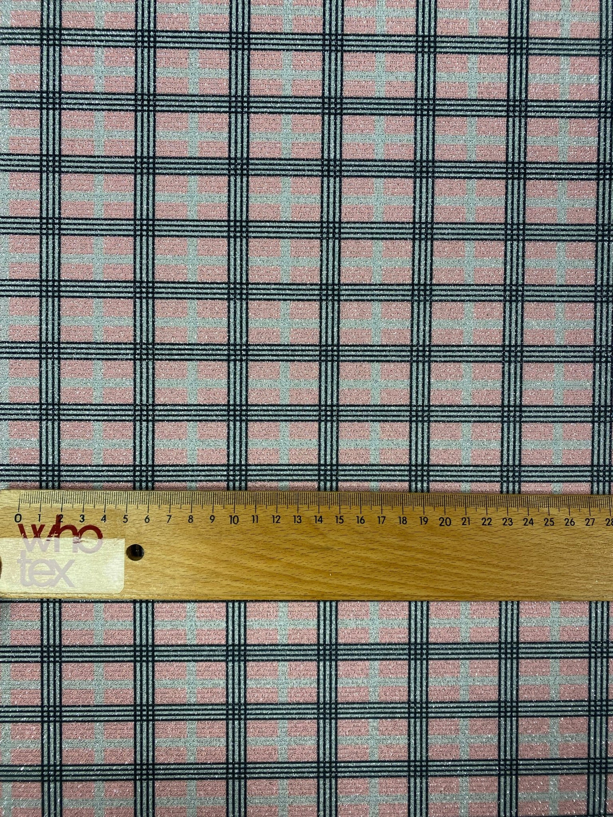 Pink Check Lurex Fabric by the Metre - Whotex Fabrics London