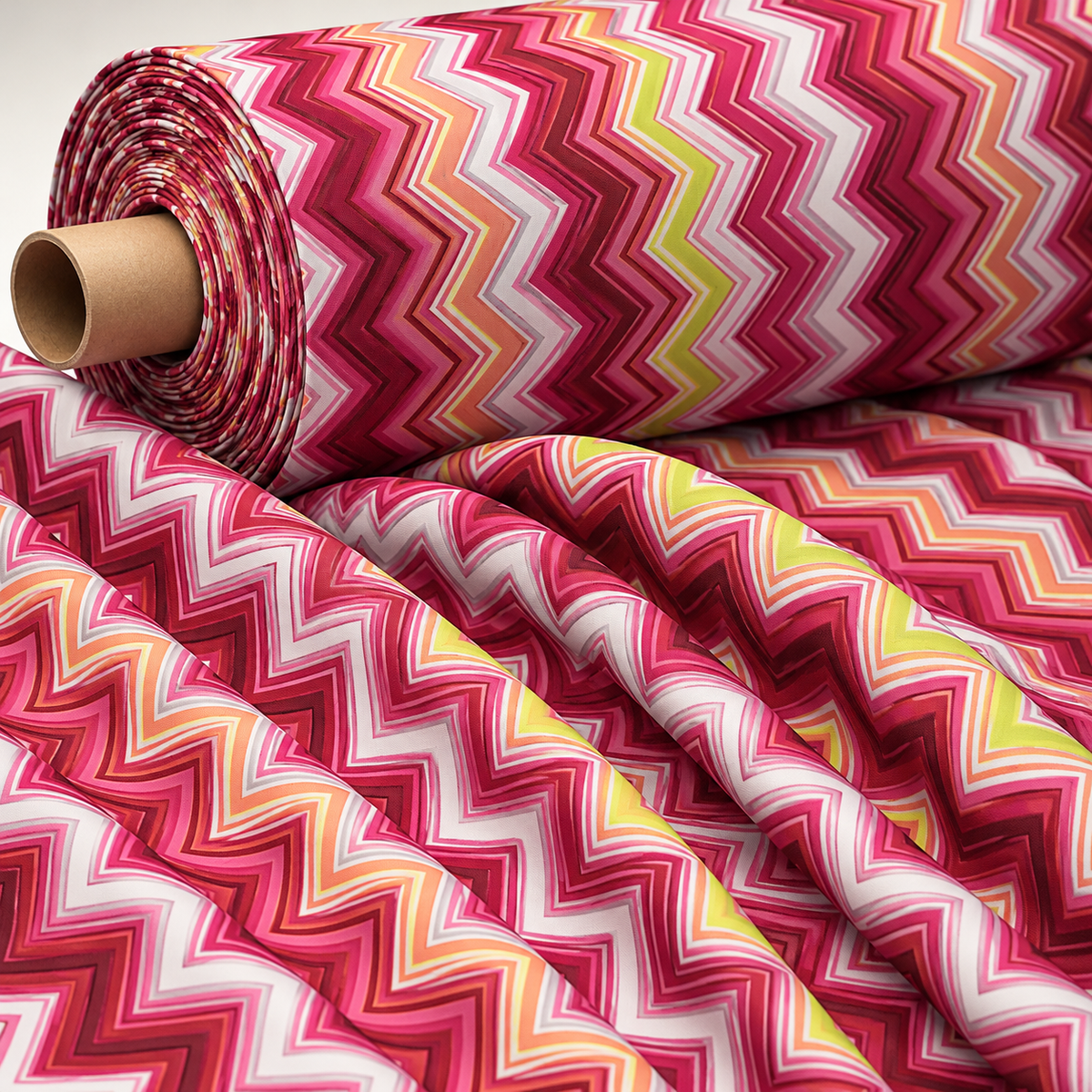 Pink Chevron Fabric by the Metre - Whotex Fabrics London