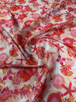 Pink Floral Sequin Fabric for Summer Dresses - Whotex Fabrics London