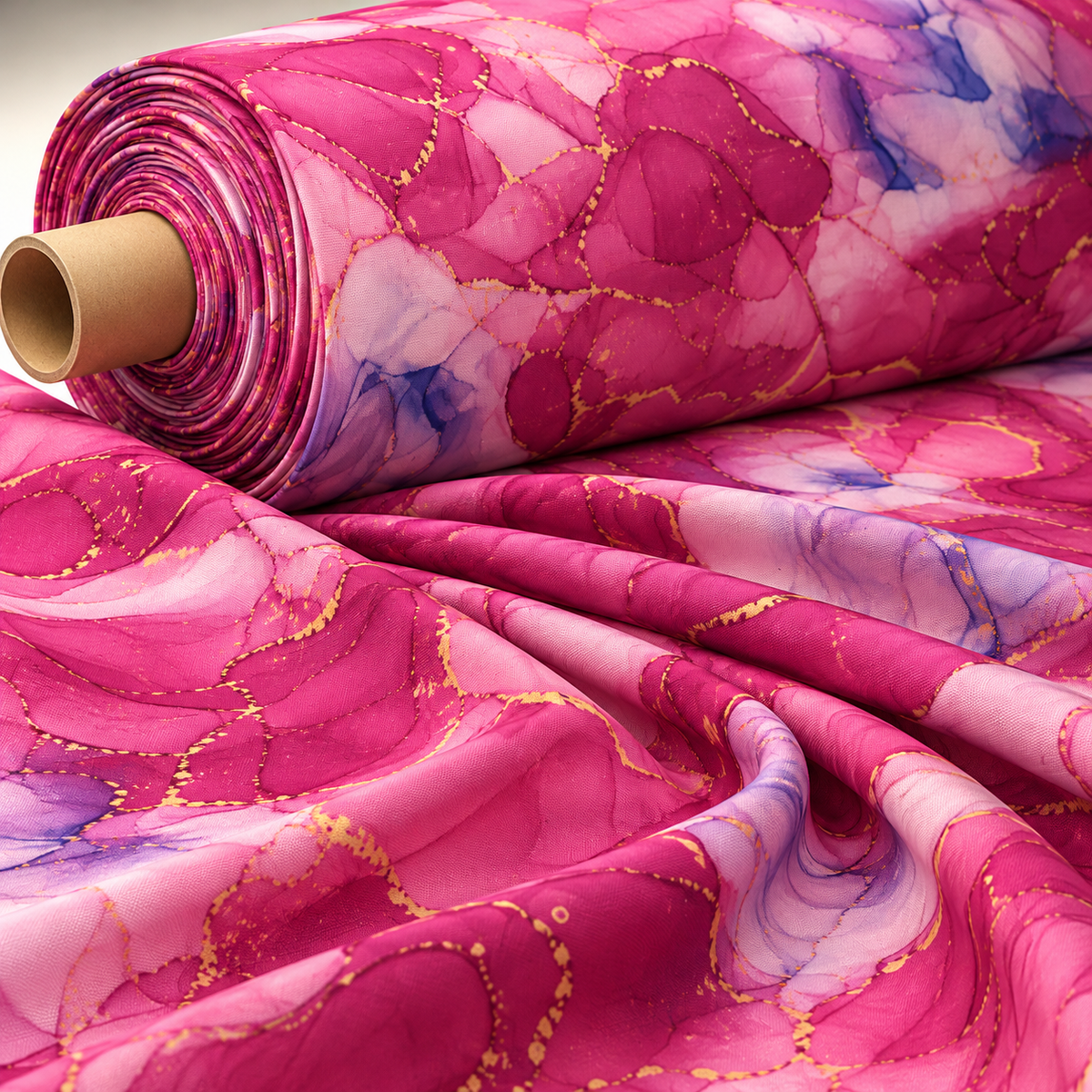 Pink Marble Satin Fabric by the Metre - Whotex Fabrics London