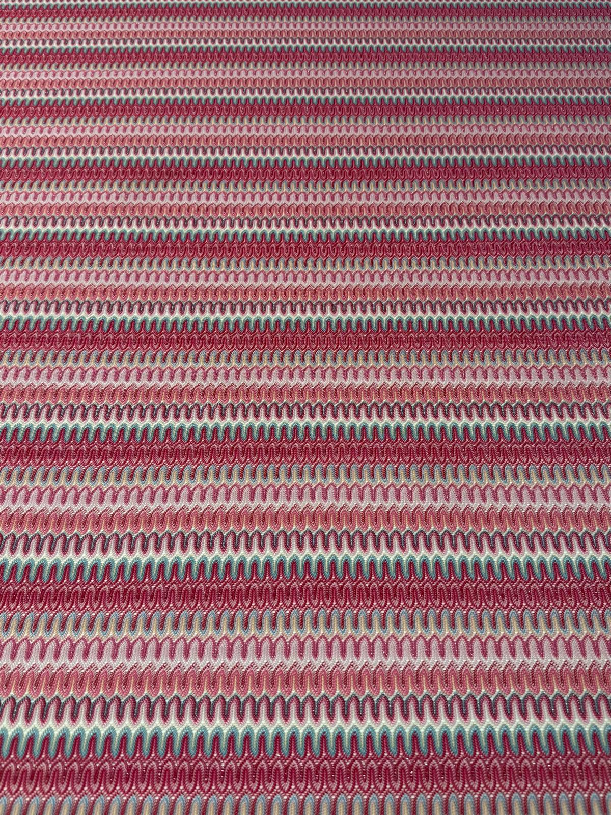 Pink Multi Zigzag Metallic Mesh Fabric by the Metre - Whotex Fabrics London