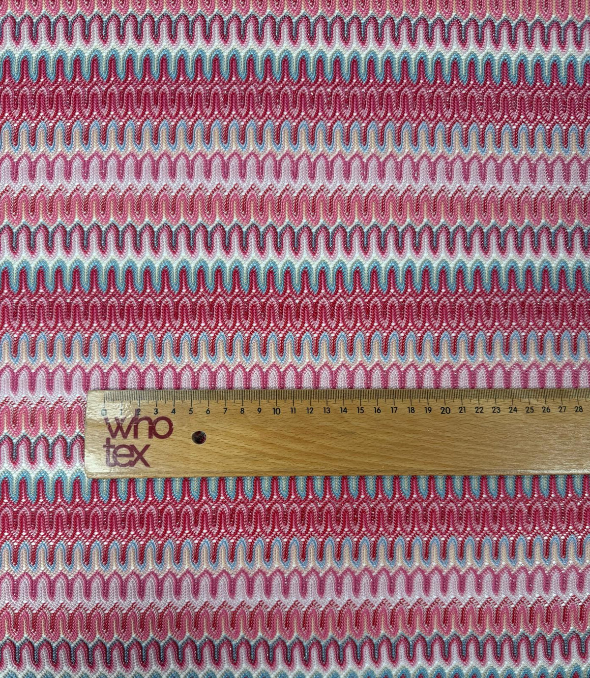 Pink Multi Zigzag Metallic Mesh Fabric by the Metre - Whotex Fabrics London