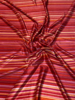 Pink Orange Striped Stretch Velvet Fabric by the Metre - Whotex Fabrics London