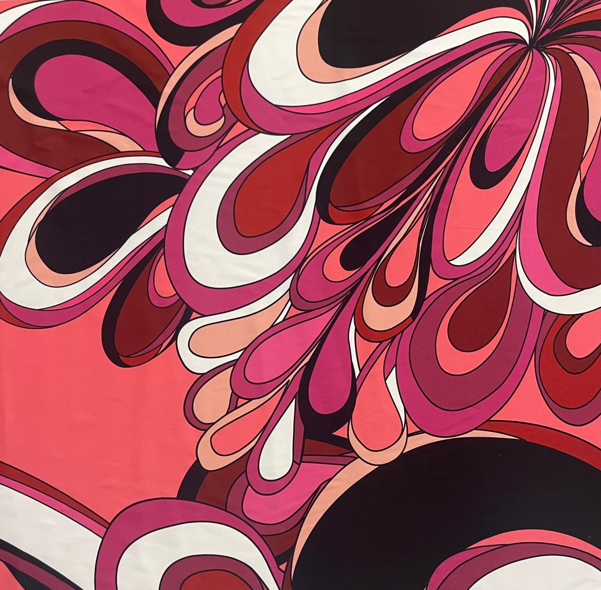 Pink Petal Swirl Fabric – Psychedelic Abstract Print by the Metre - Whotex Fabrics London