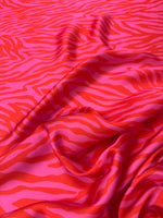Pink Red Zebra Print Satin Fabric by the Metre - Whotex Fabrics London