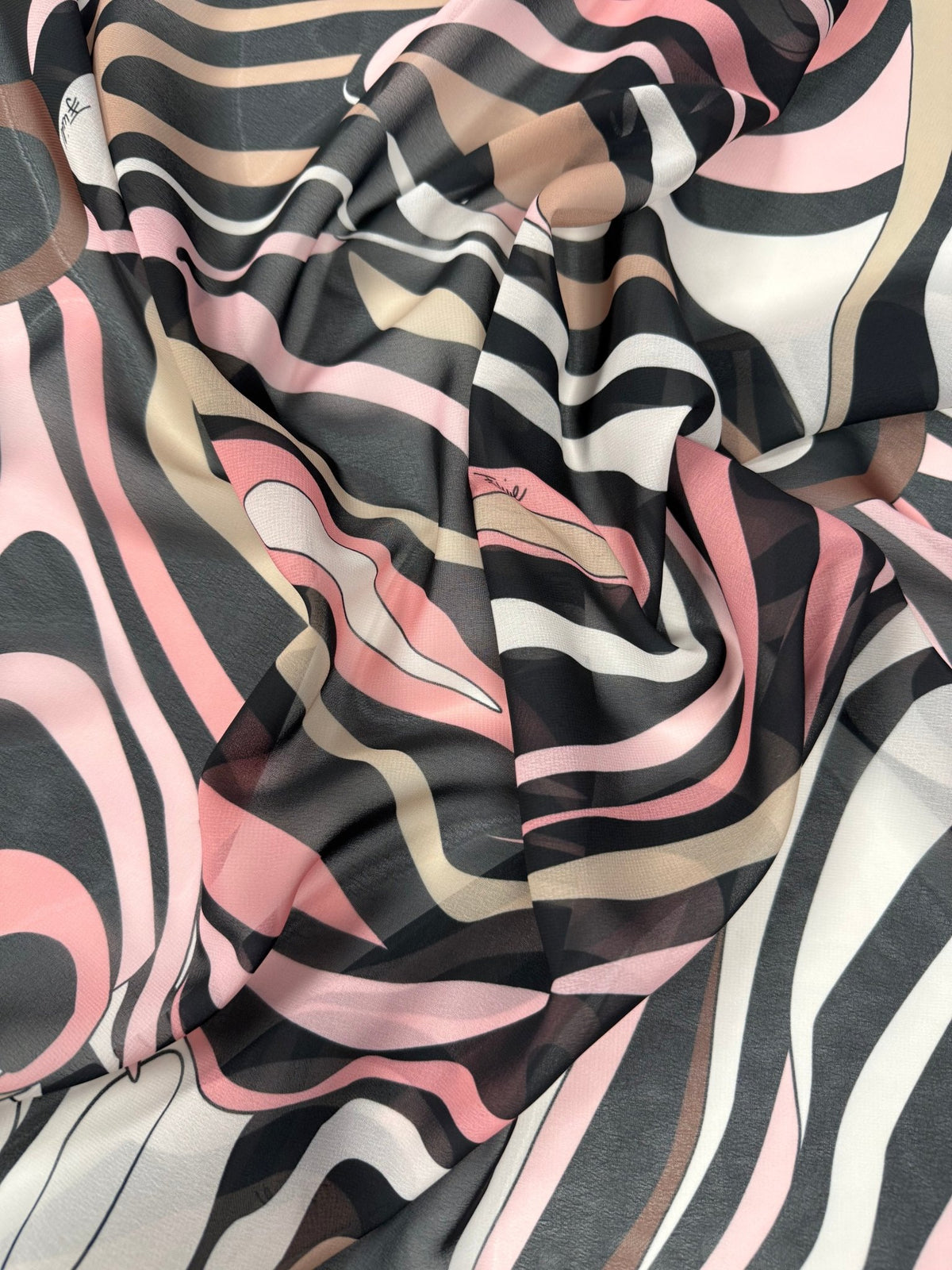 Pink Wave Chiffon Fabric by the Metre - Whotex Fabrics London