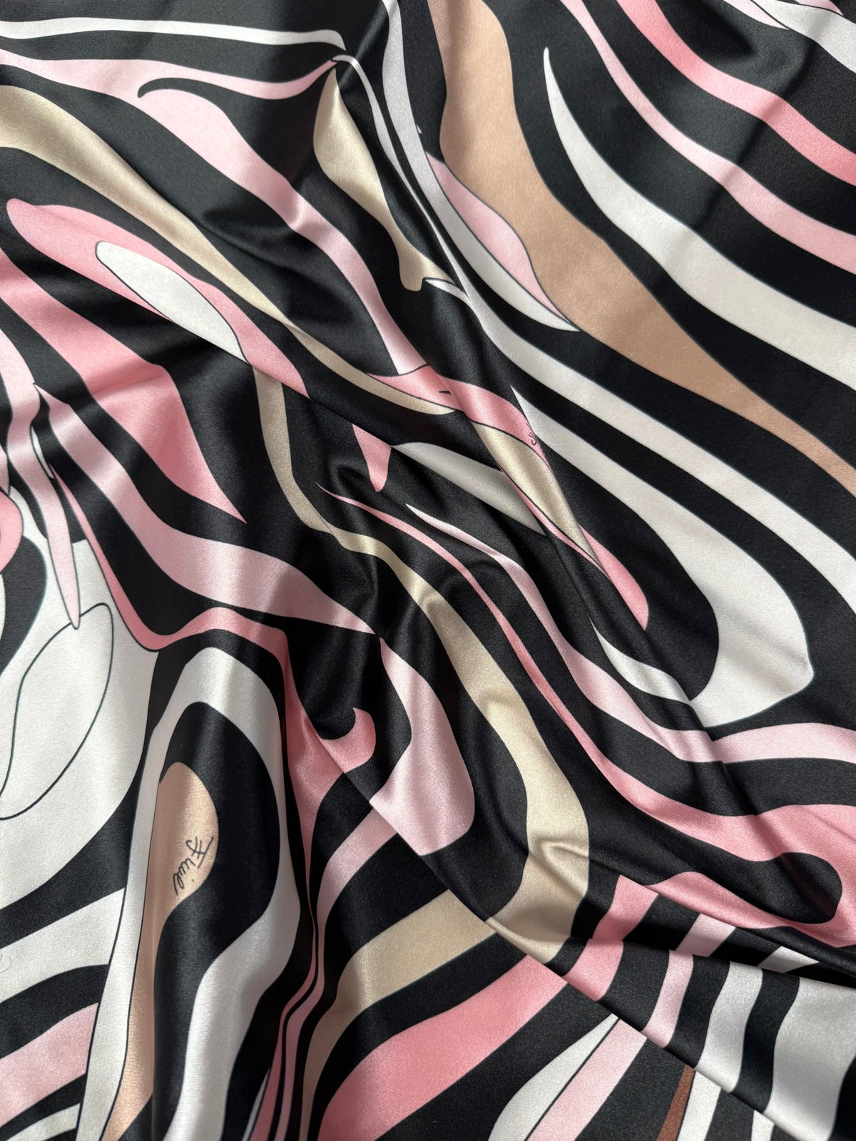 Pink Wave Lycra Satin Fabric by the Metre - Whotex Fabrics London