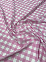Pink White Plaid Fabric by Metre - Whotex Fabrics London