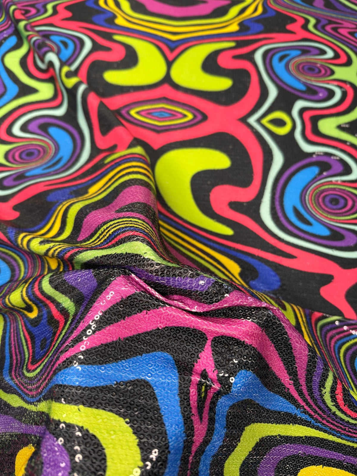 Psychedelic Sequin Fabric by the Metre - Whotex Fabrics London