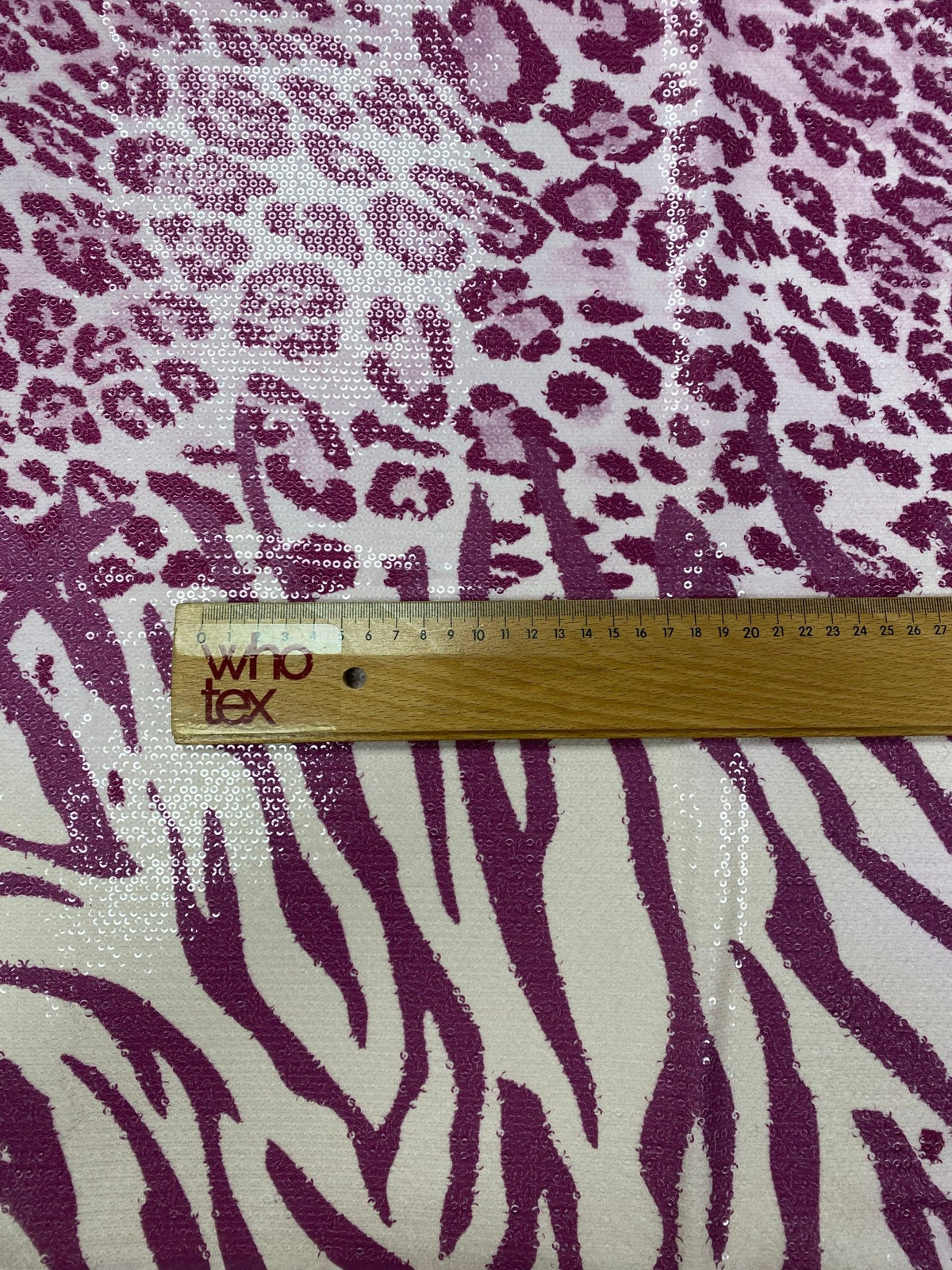 Purple Animal Print Sequin Fabric by the Metre - Whotex Fabrics London