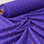 Purple with Orange Polka Dot Satin Fabric by the Metre - Whotex Fabrics London