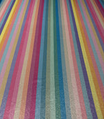 Rainbow Stripe Lurex Fabric with Metallic Shimmer - Whotex Fabrics London