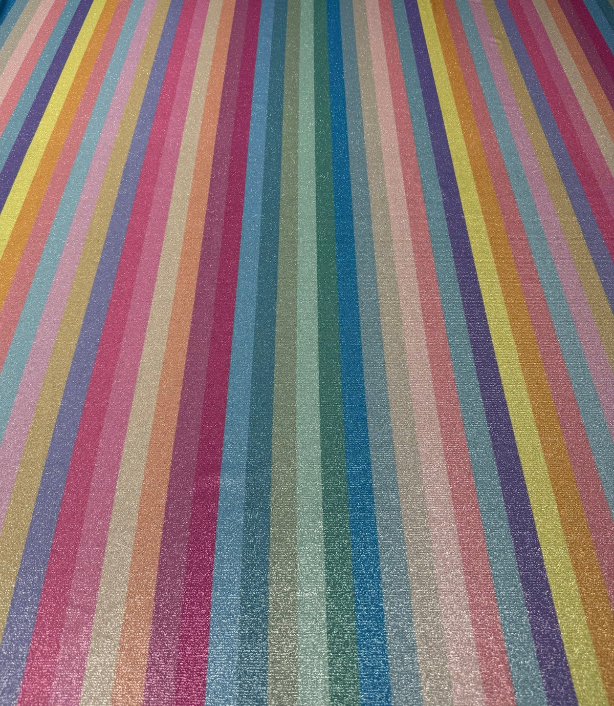 Rainbow Stripe Lurex Fabric with Metallic Shimmer - Whotex Fabrics London