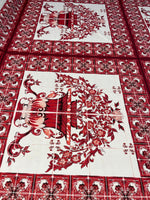 Red Baroque Floral Vase Crepe Fabric by the Metre – Mediterranean Style - Whotex Online Fabric Store