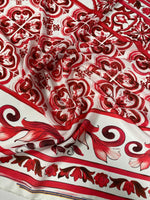 Red Baroque Tile Crepe Fabric by the Metre – Ornamental - Whotex Online Fabric Store