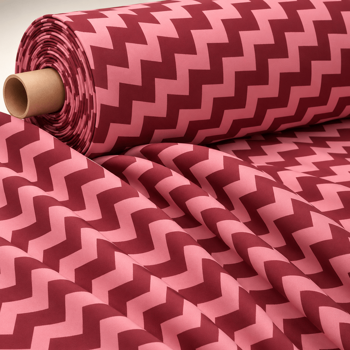 Red Chevron Fabric by the Metre - Whotex Fabrics London