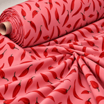 Red Chilli Pepper Print Fabric on Pink by the Metre - Whotex Fabrics London