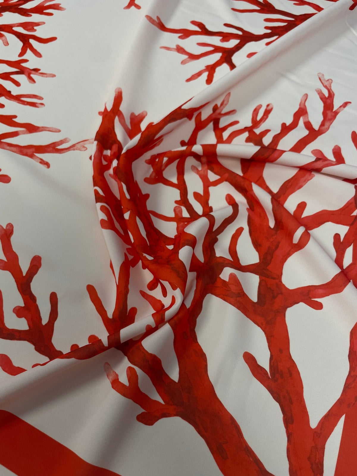 Red Coral Print Crepe Fabric by the Metre – Premium Dressmaking - Whotex Online Fabric Store