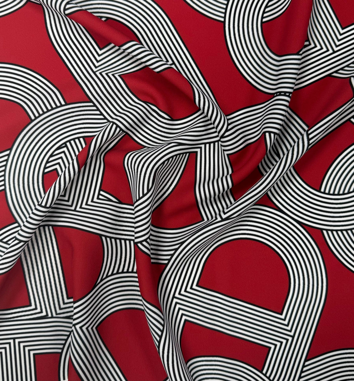Red Geometric Pattern Fabric by the Metre - Whotex Fabrics London