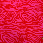 Red Pink Zebra Print Crepe Fabric by the Metre - Whotex Fabrics London