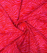 Red Pink Zebra Print Crepe Fabric by the Metre - Whotex Fabrics London