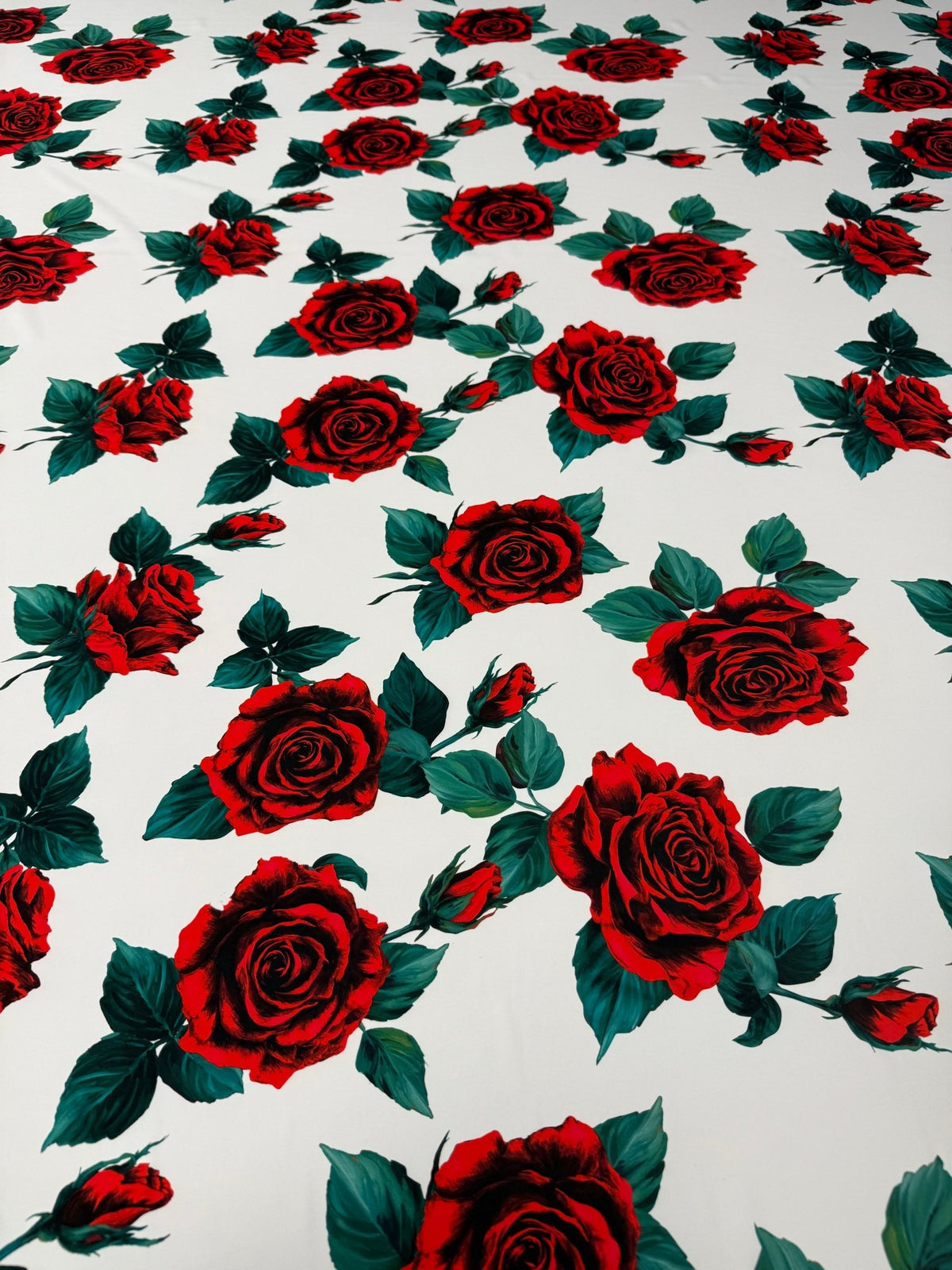 Red Rose Crepe Fabric by the Metre - Whotex Fabrics London