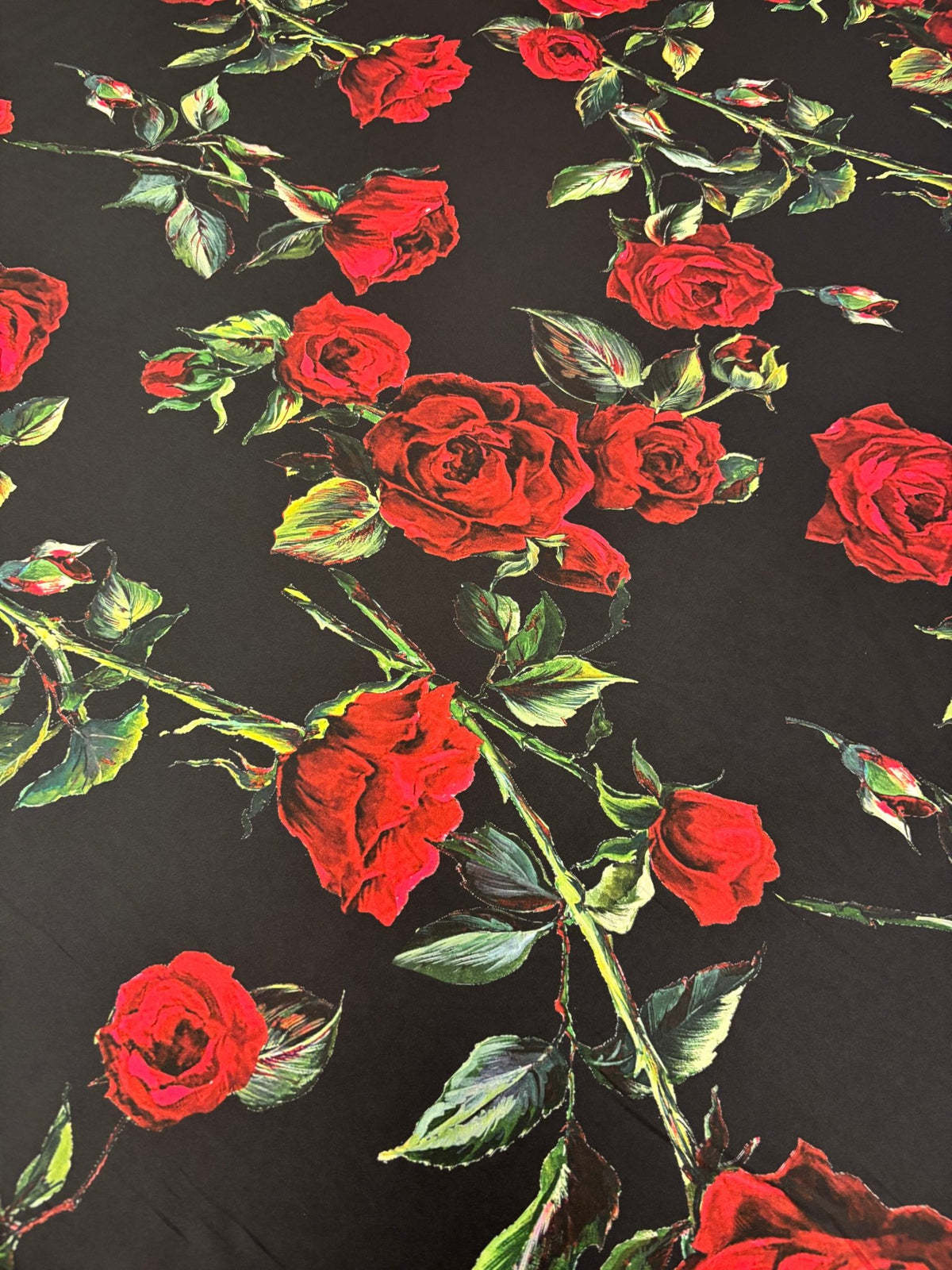 Red Rose Print Chiffon Satin Fabric by the Metre – Elegant Dressmaking - Whotex Online Fabric Store